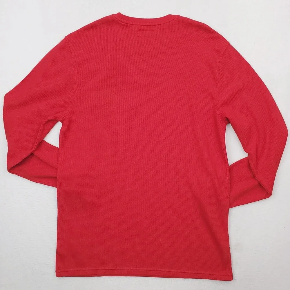 Polo Ralph Lauren Pajama Top Mens Large Red Thermal Waffle Knit Polo Bear Sleep